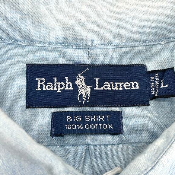 Ralph Lauren Mens Large Cotton Button Up Long Sleeve Big Shirt - Picture 8 of 8